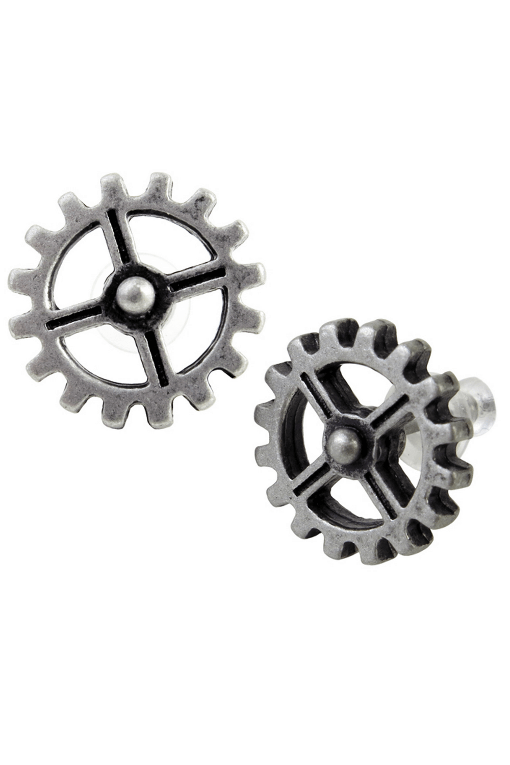 Steampunk Gear Earrings with Vintage Pewter Design