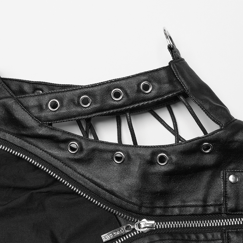Steampunk High Collar Lace-Up PU Leather Waist Vest
