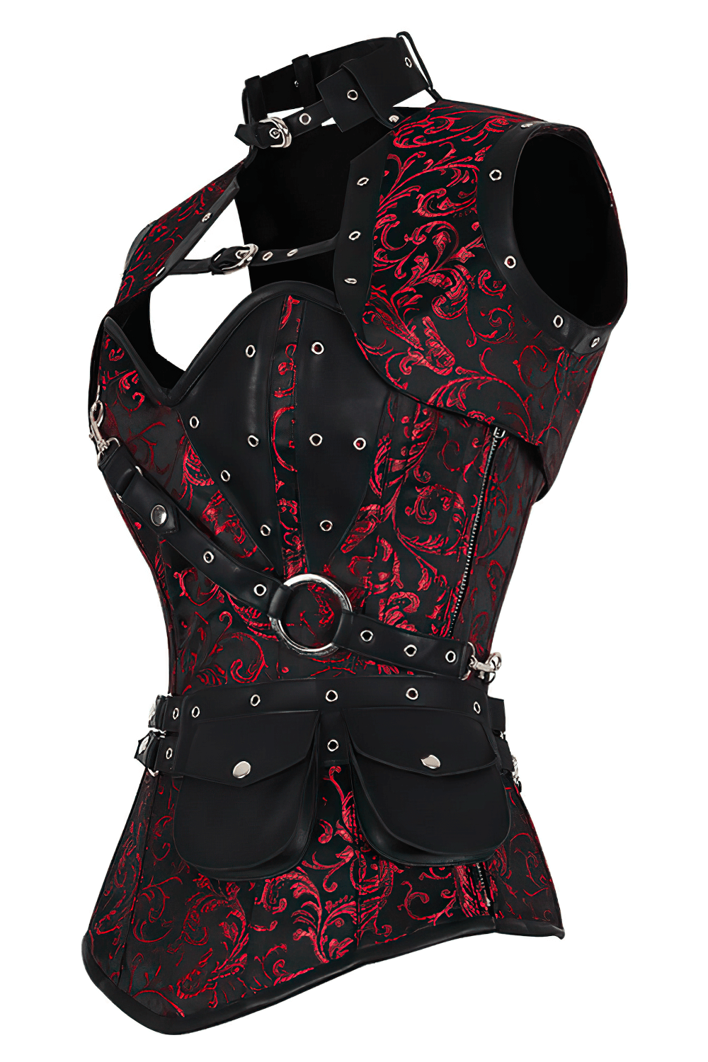 Steampunk Overbust Corset with Shrug and Pouch Detail