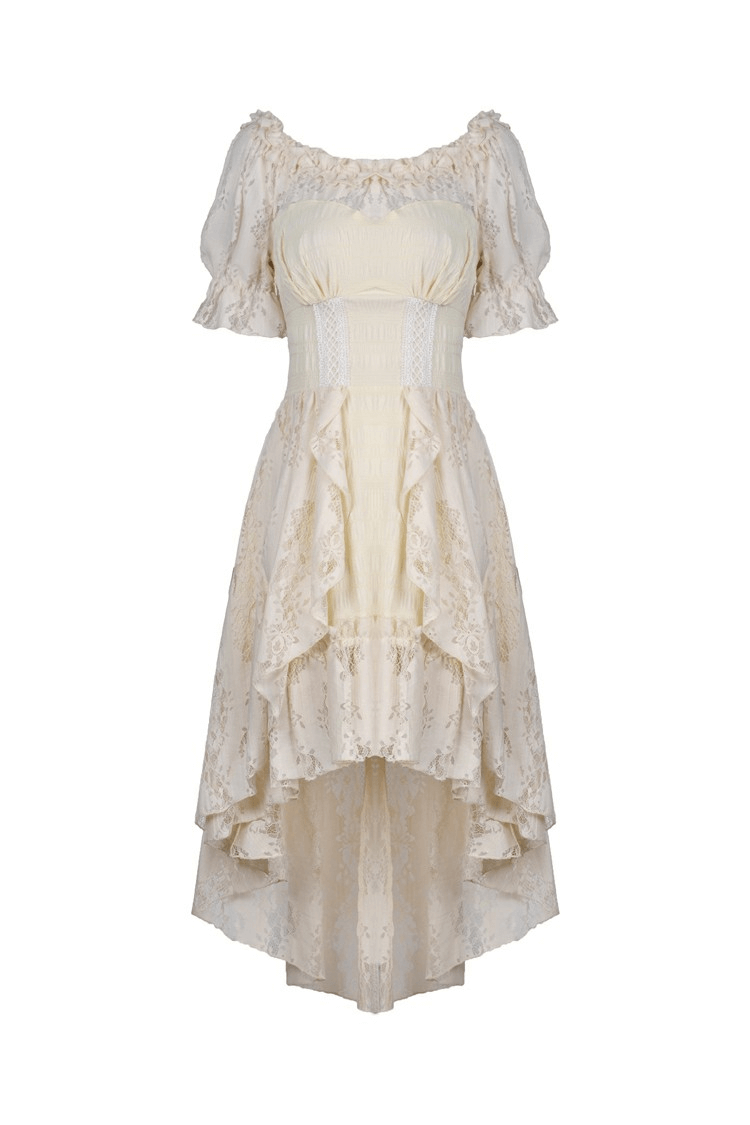 Steampunk Victorian Off-Shoulder Short Sleeves Lace Dress