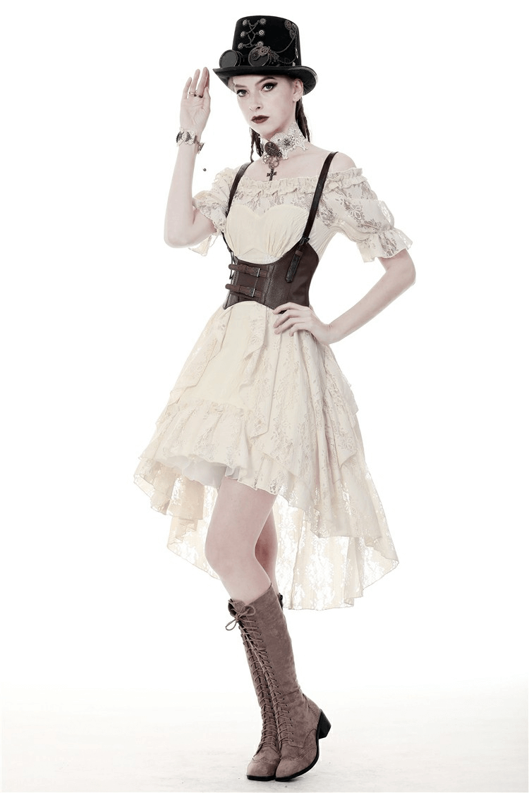 Steampunk Victorian Off-Shoulder Short Sleeves Lace Dress