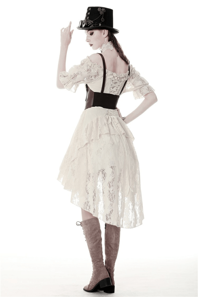 Steampunk Victorian Off-Shoulder Short Sleeves Lace Dress