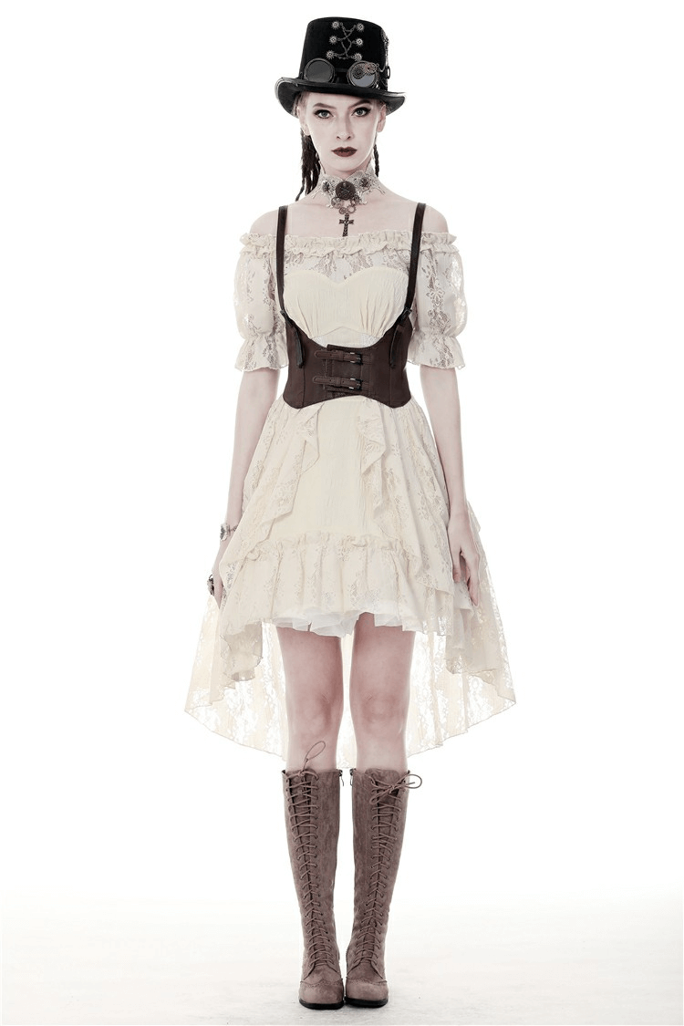 Steampunk Victorian Off-Shoulder Short Sleeves Lace Dress