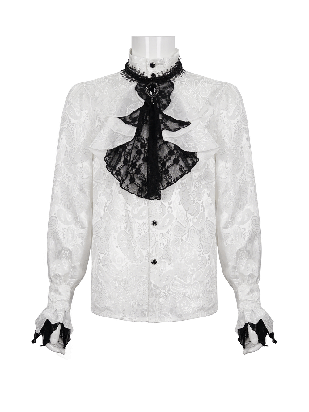 US SALE of Steampunk Shirt With Tie Collar / Male Vintage Pattern Long Sleeves Shirts