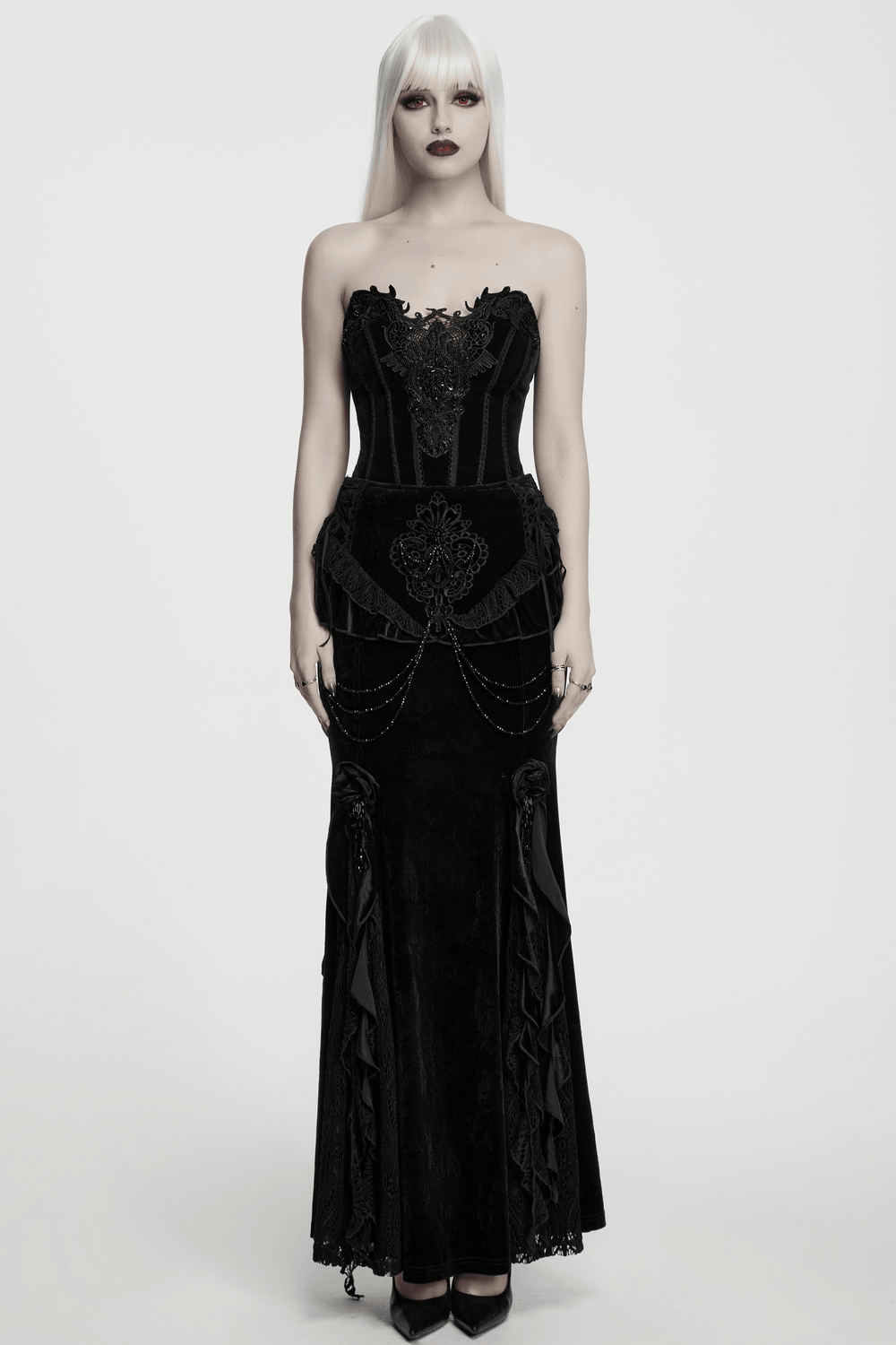 Striking Gothic Lace Corset with Suede and Lace Panels
