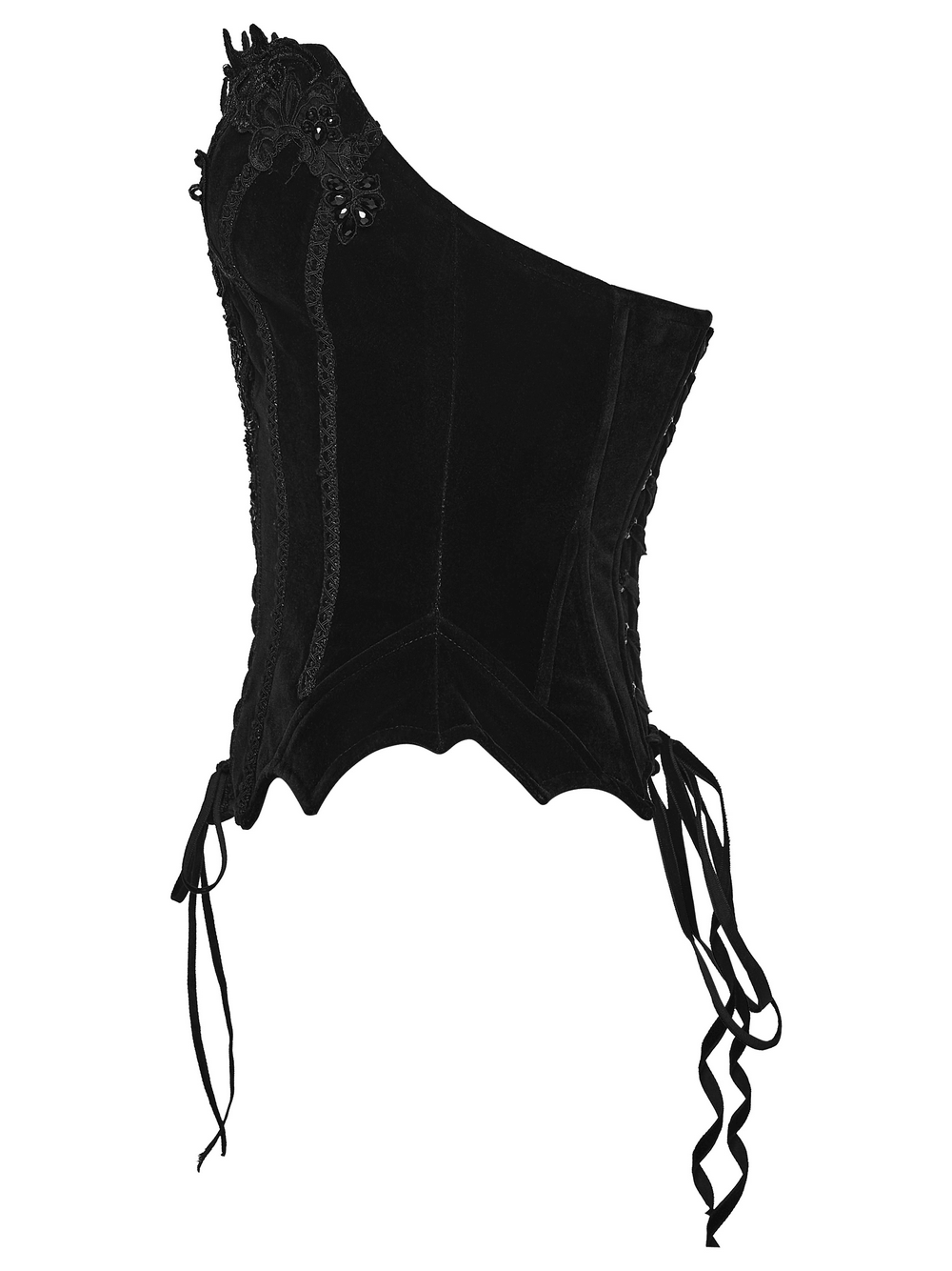 Striking Gothic Lace Corset with Suede and Lace Panels