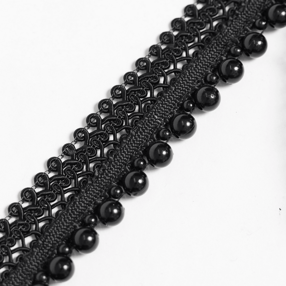 Striking Lace Choker Necklace with Spikes and Cross Charms