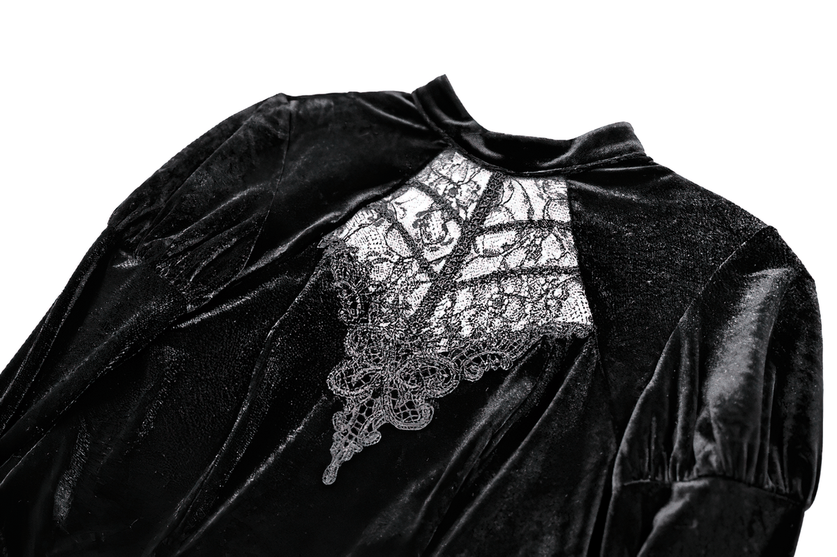 Striking Lace Flare Sleeved Velvet Top for Women