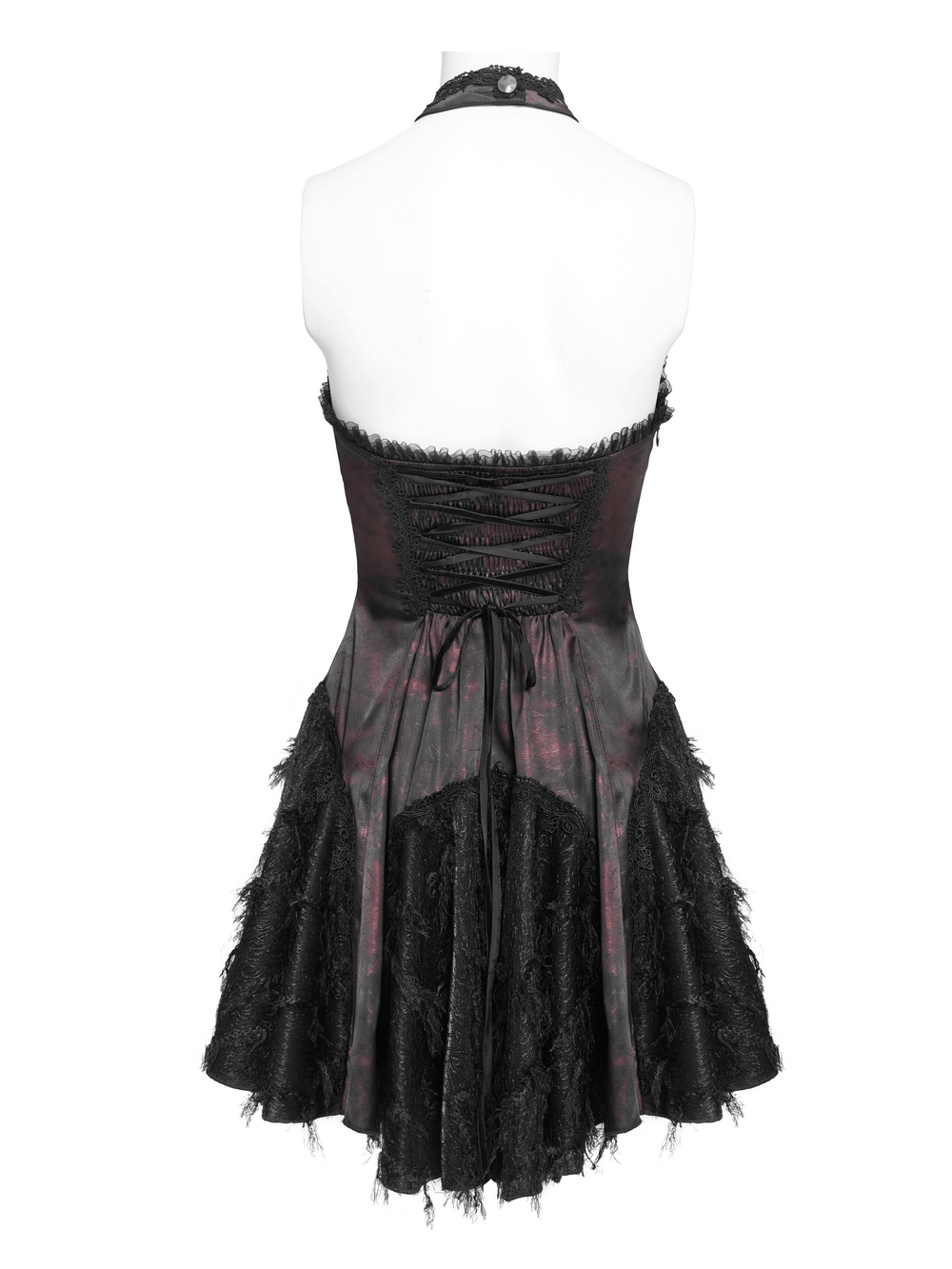 Striking Women's Halter Mini Dress with Corset Lacing Detail