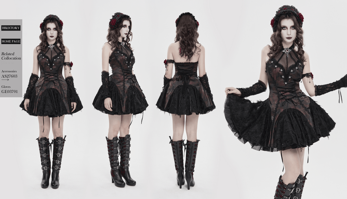 Striking Women's Halter Mini Dress with Corset Lacing Detail