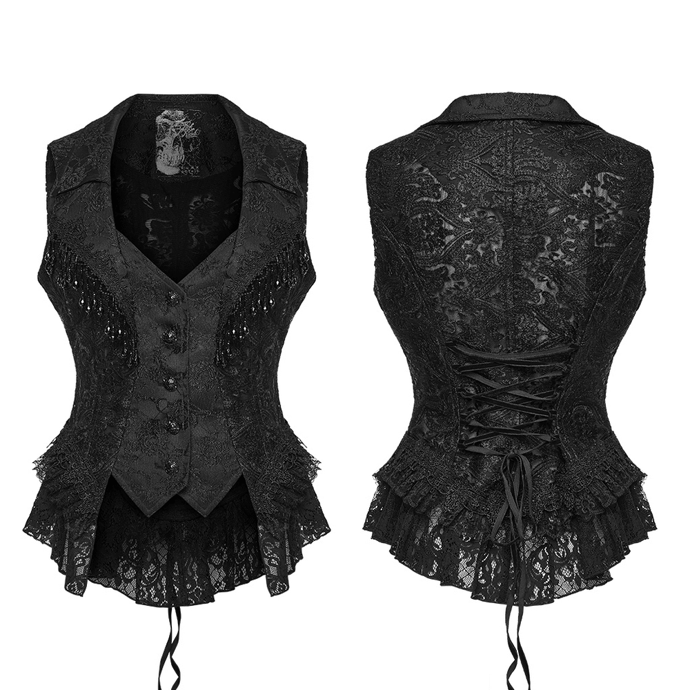 Stunning Waistcoat with Tassels and Ruffle Hem for Women