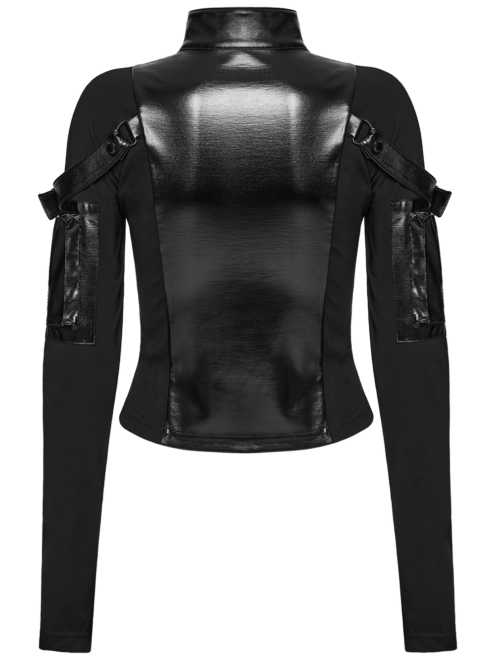Stylish Black Cyberpunk Top with Utility Arm Pockets
