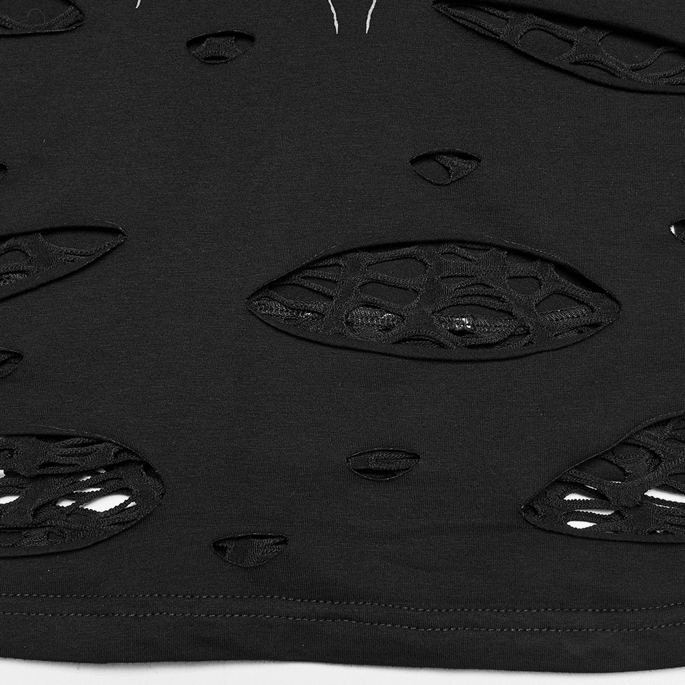 Stylish Black Spider Web Distressed Punk Camisole