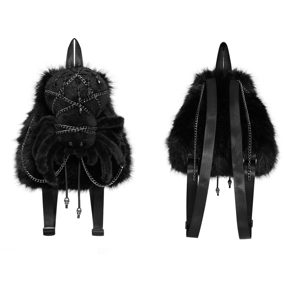 Stylish Female Skull Chain Backpack with Horn Detail