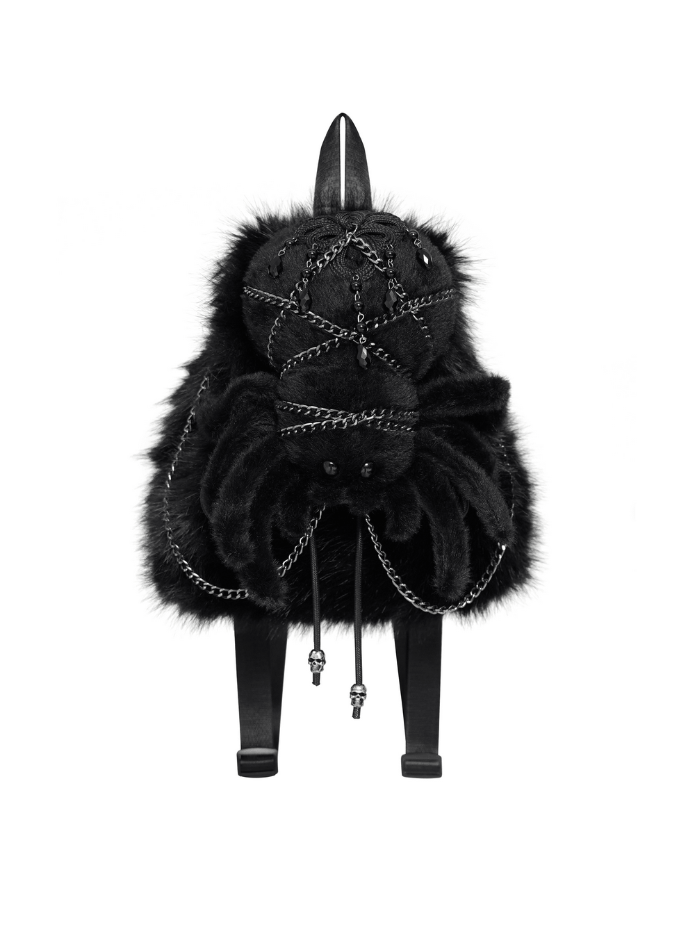 Stylish Female Skull Chain Backpack with Horn Detail