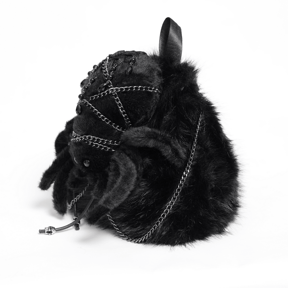 Stylish Female Skull Chain Backpack with Horn Detail