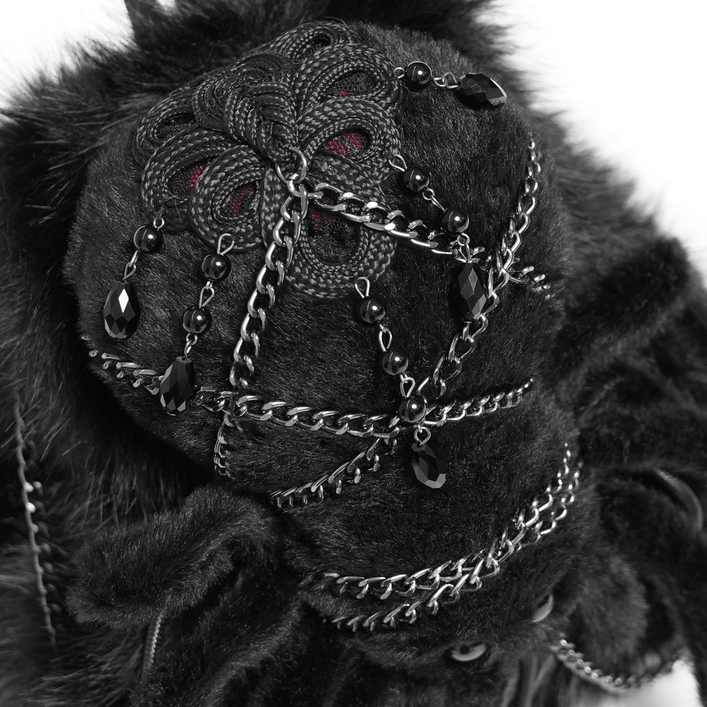 Stylish Female Skull Chain Backpack with Horn Detail