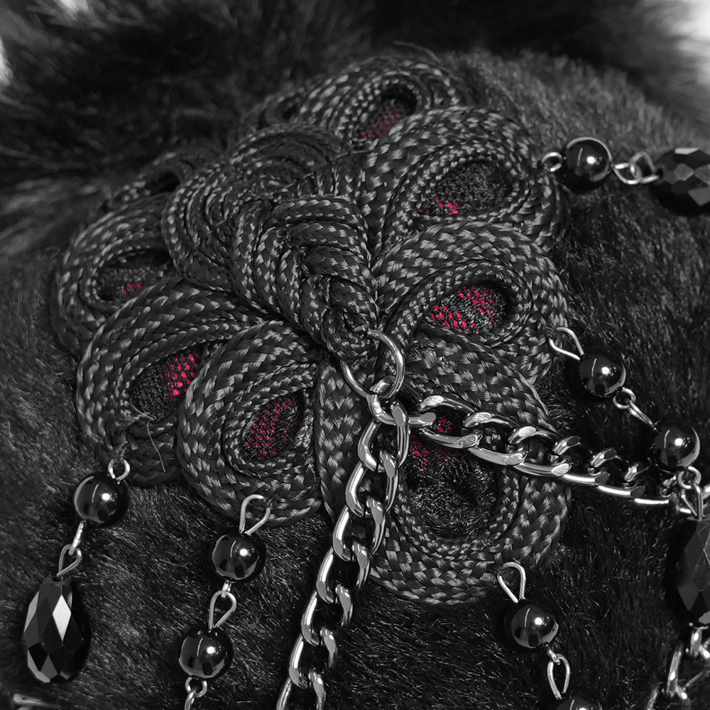 Stylish Female Skull Chain Backpack with Horn Detail
