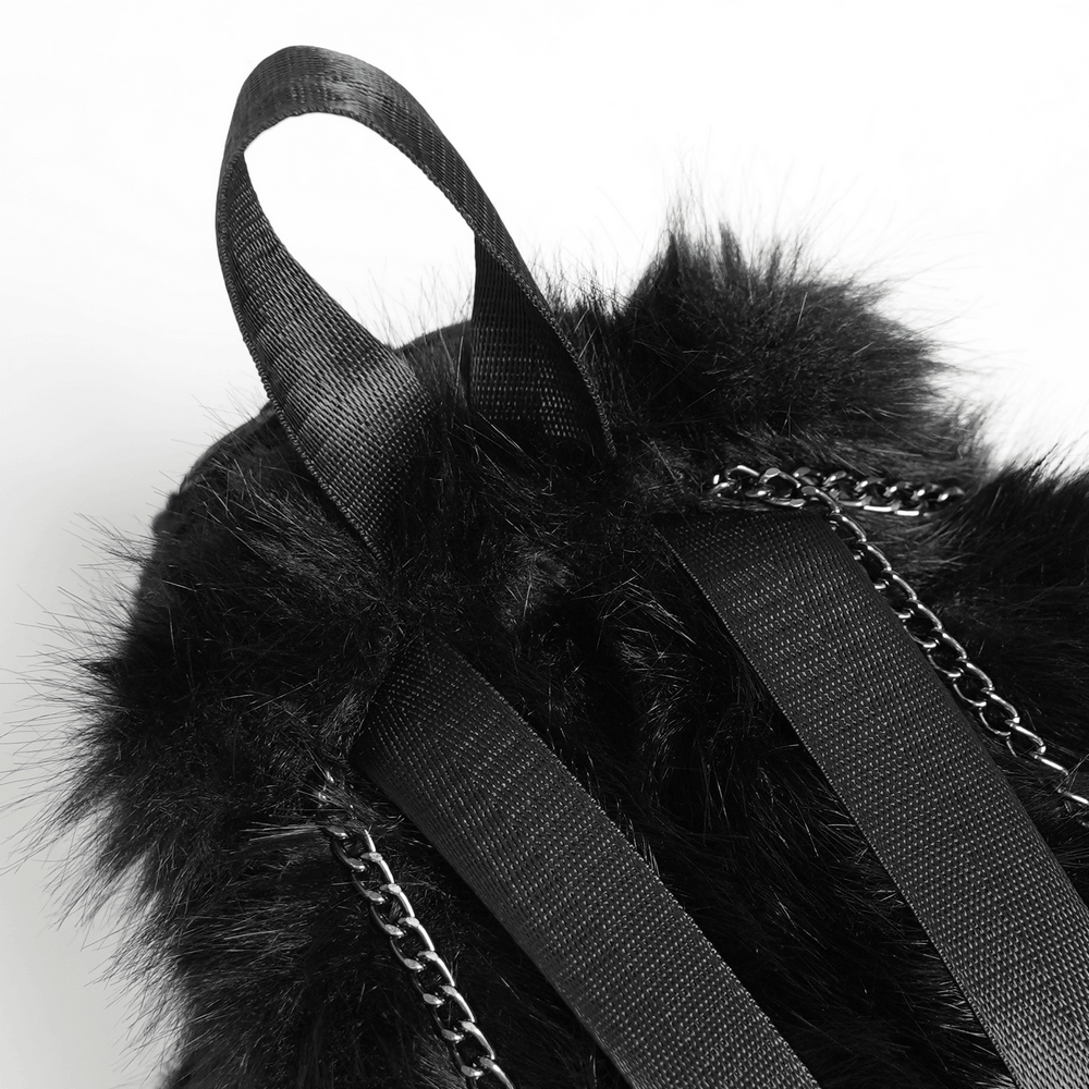 Stylish Female Skull Chain Backpack with Horn Detail