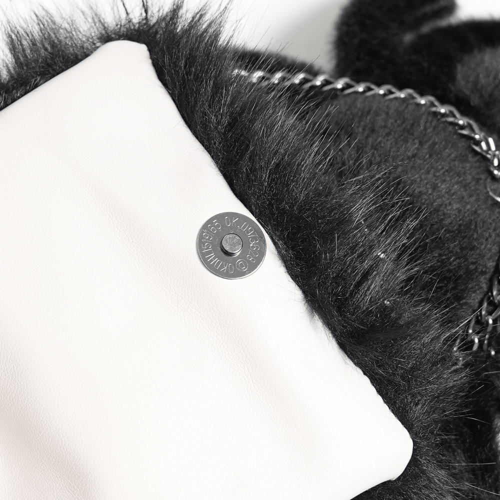 Stylish Female Skull Chain Backpack with Horn Detail