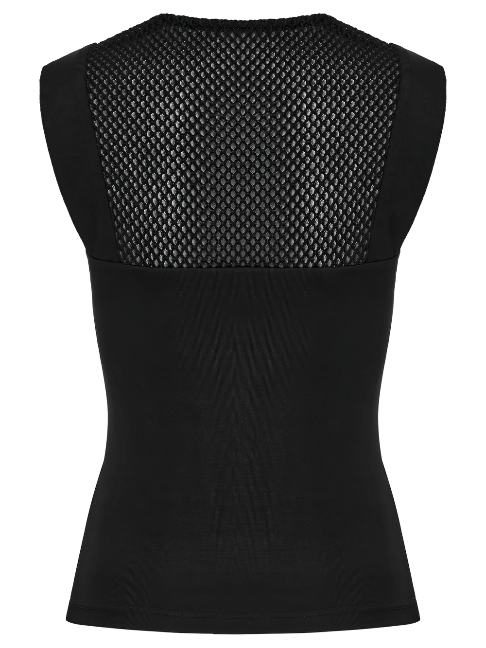 Stylish Futuristic Black Tank Top with Mesh Back