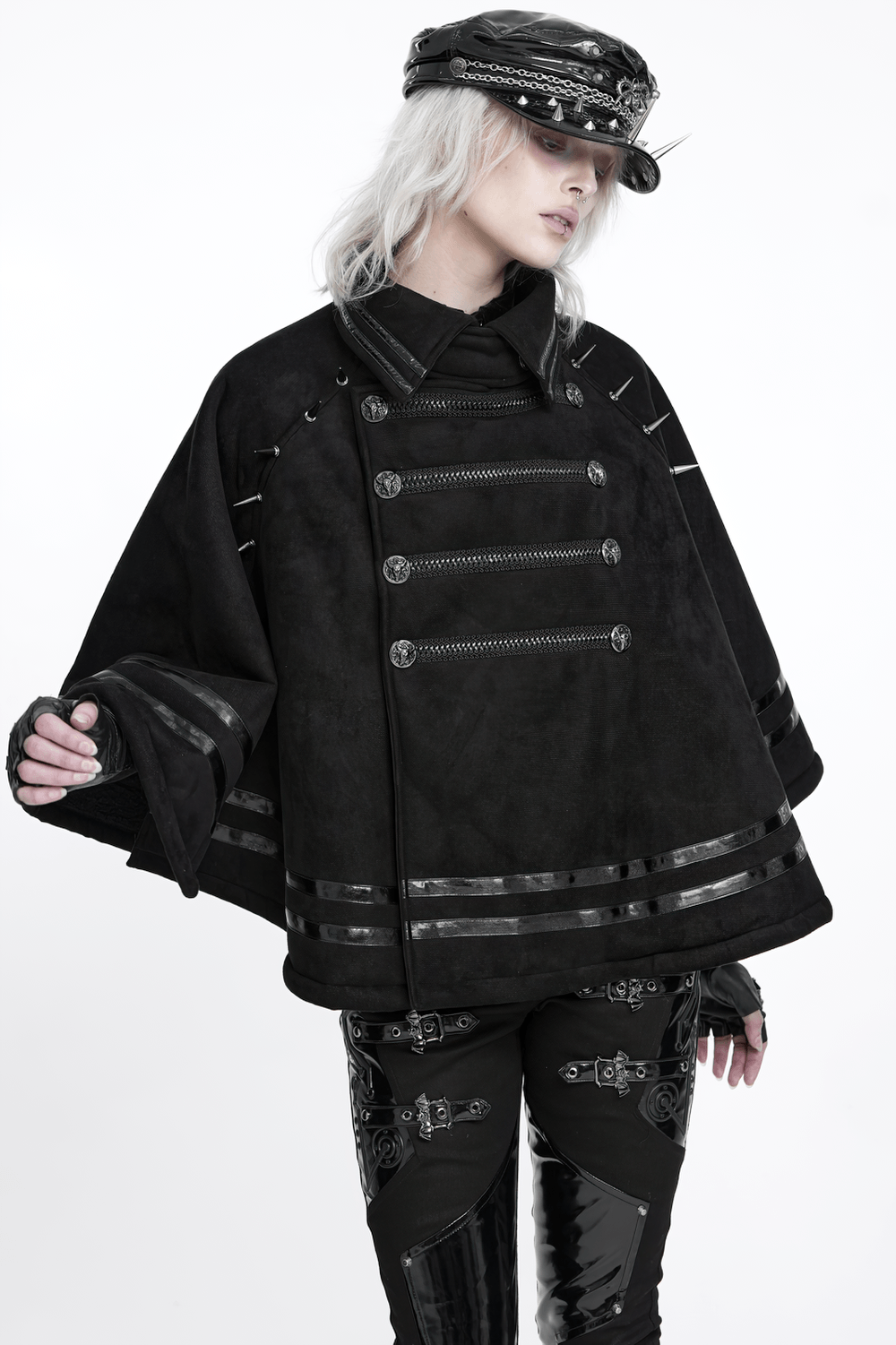 Stylish Gothic Black Cape with Spiked Shoulders