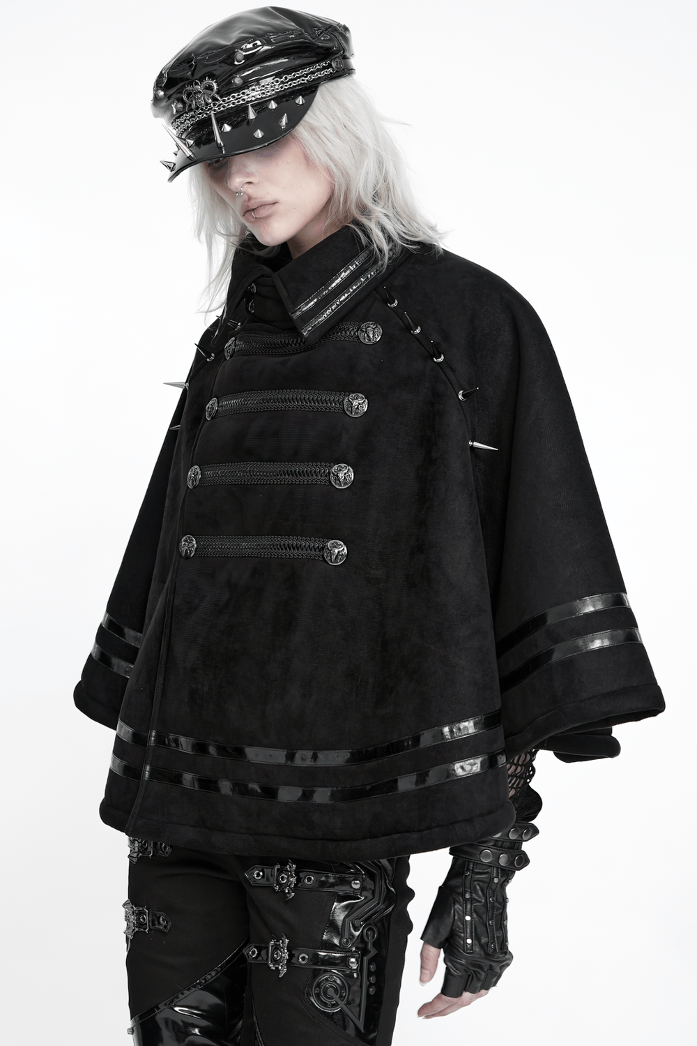 Stylish Gothic Black Cape with Spiked Shoulders