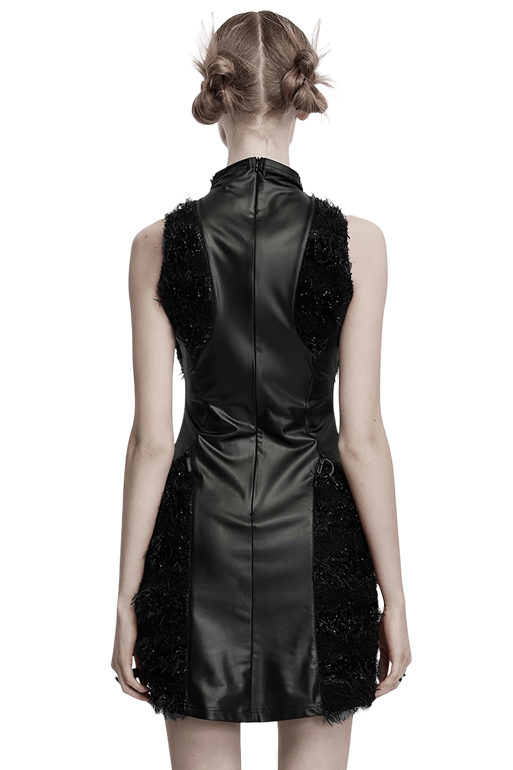 Stylish Gothic Black Mini Dress with Moon Embroidery