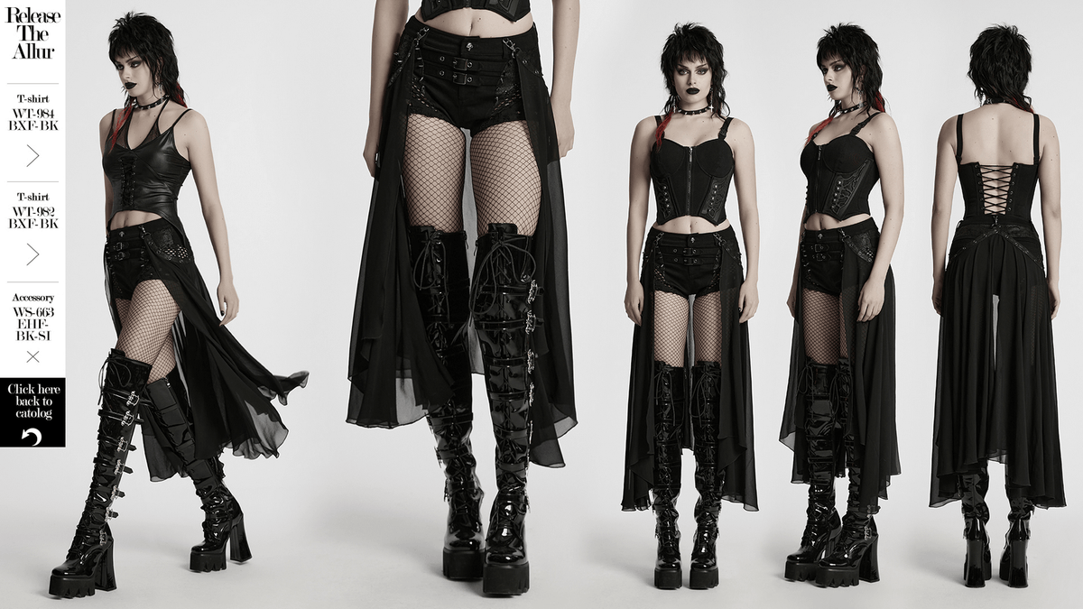 Stylish Gothic Shorts with Detachable Chiffon Cape