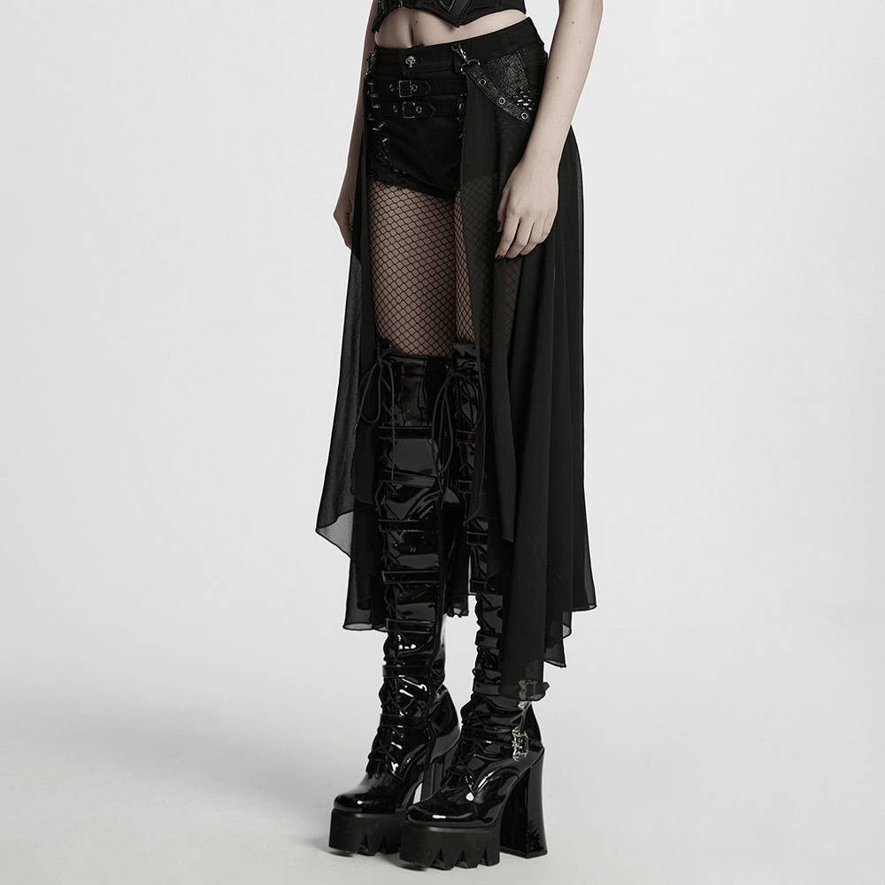 Stylish Gothic Shorts with Detachable Chiffon Cape