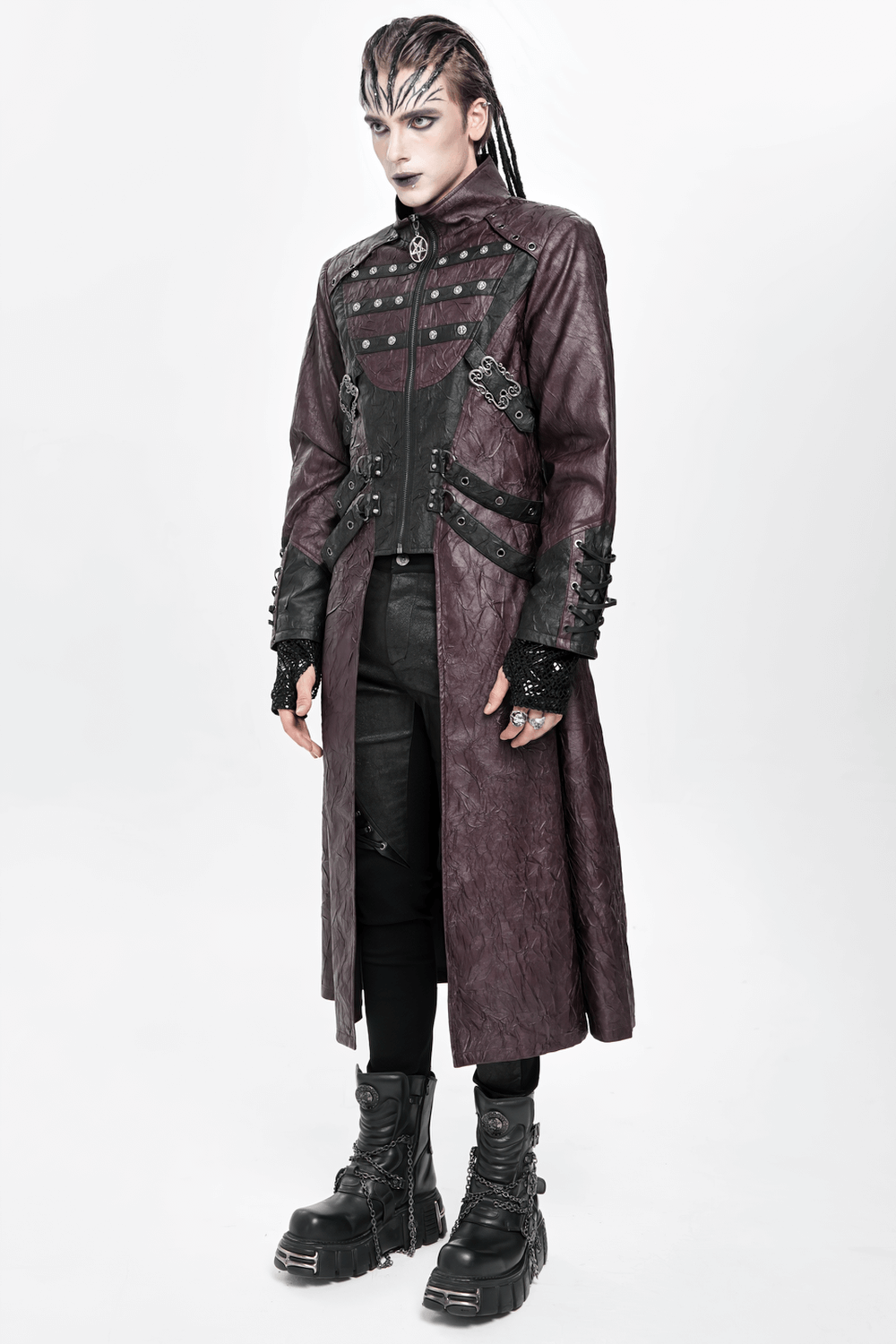 Stylish Longline Punk and Steampunk Buckle Coat