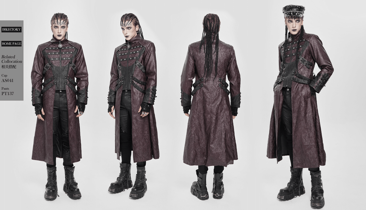 Stylish Longline Punk and Steampunk Buckle Coat