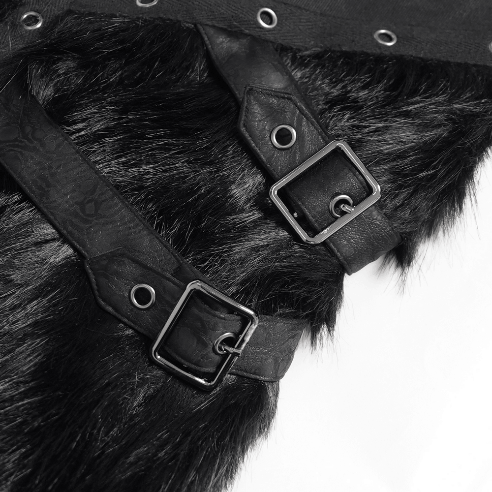 Stylish Punk Faux Fur Flared Pants with Side Chains
