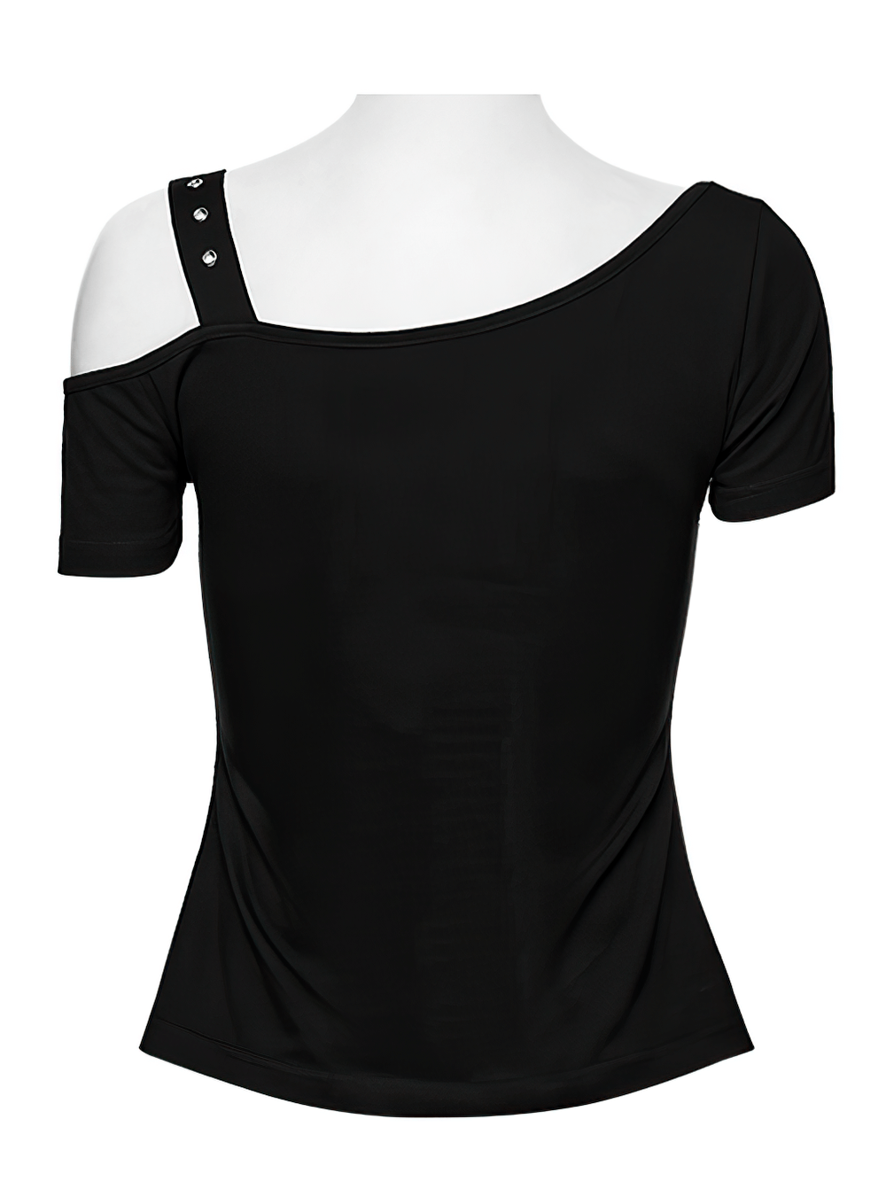Stylish Skeleton Print T-Shirt with Studded Strap Detail