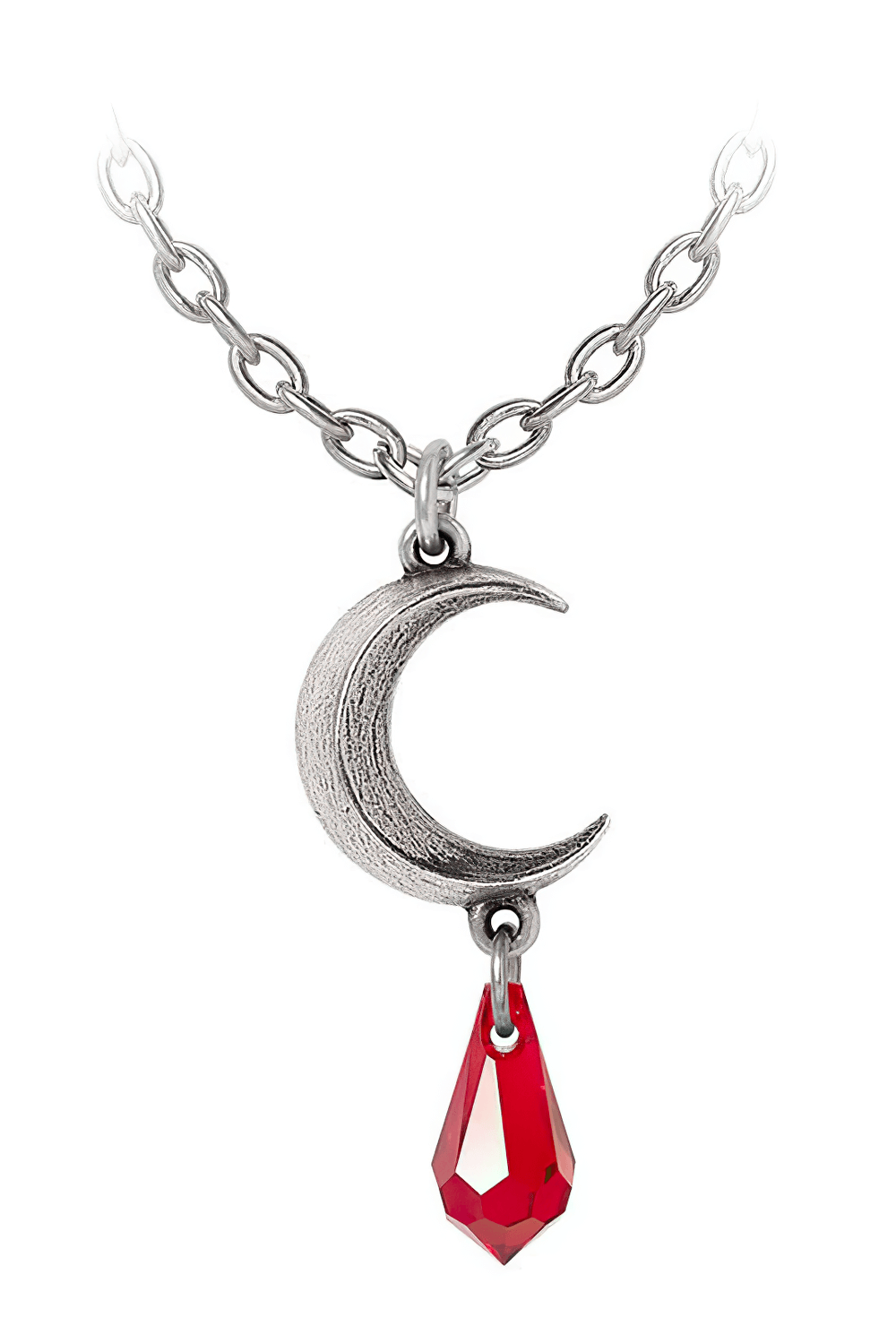 Tears of the Moon Red Pendant Necklace with Crystal Drop