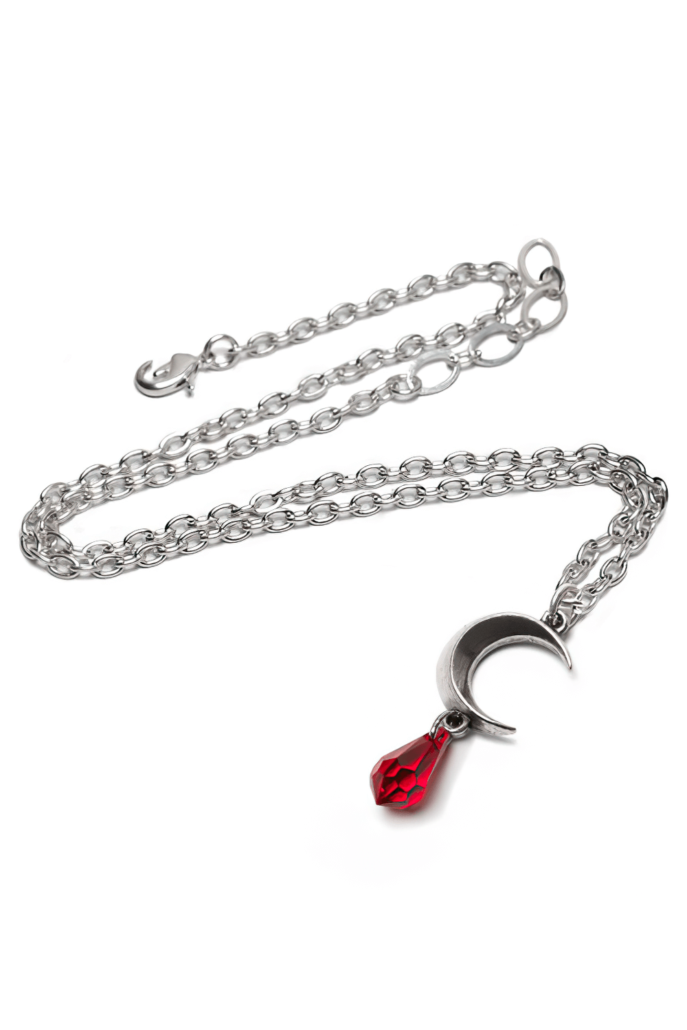 Tears of the Moon Red Pendant Necklace with Crystal Drop