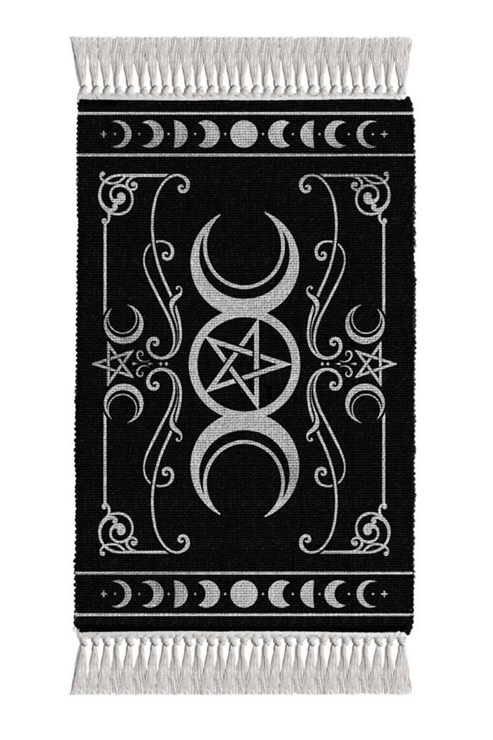 Triple Moon Pentacle Rug for Wiccan Altars and Decor