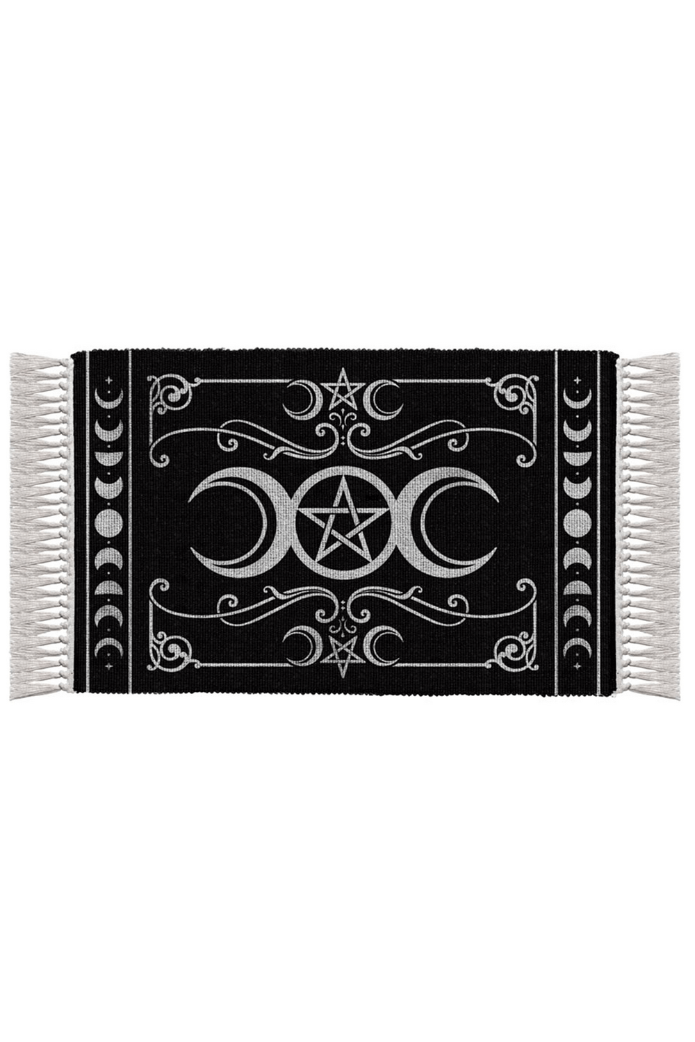 Triple Moon Pentacle Rug for Wiccan Altars and Decor