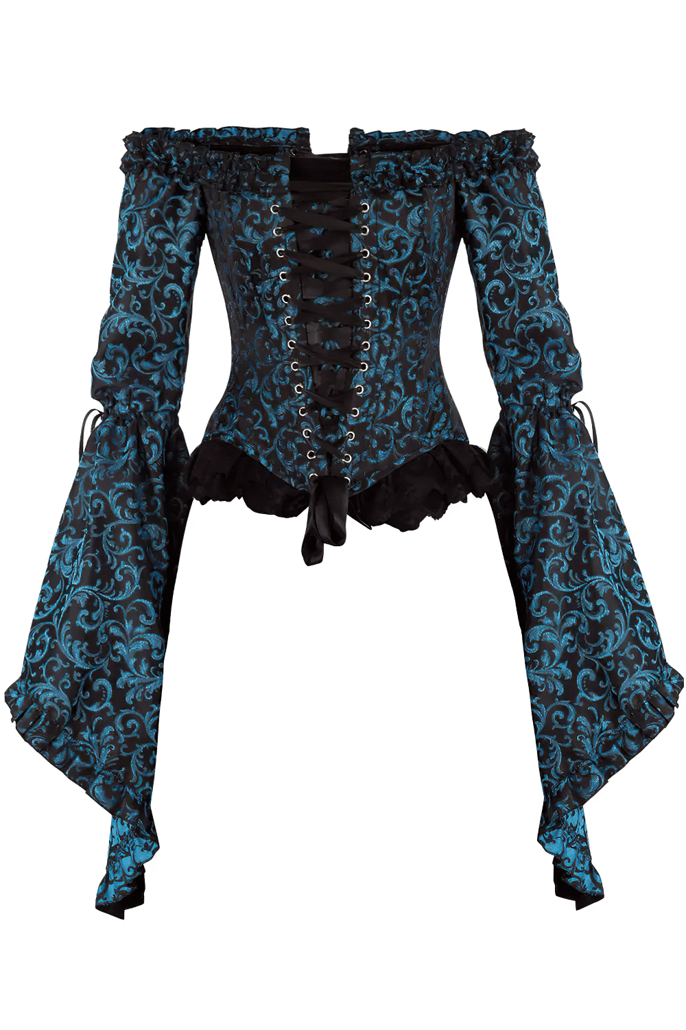 Turquoise Rococo Off Shoulder Overbust Corset Top