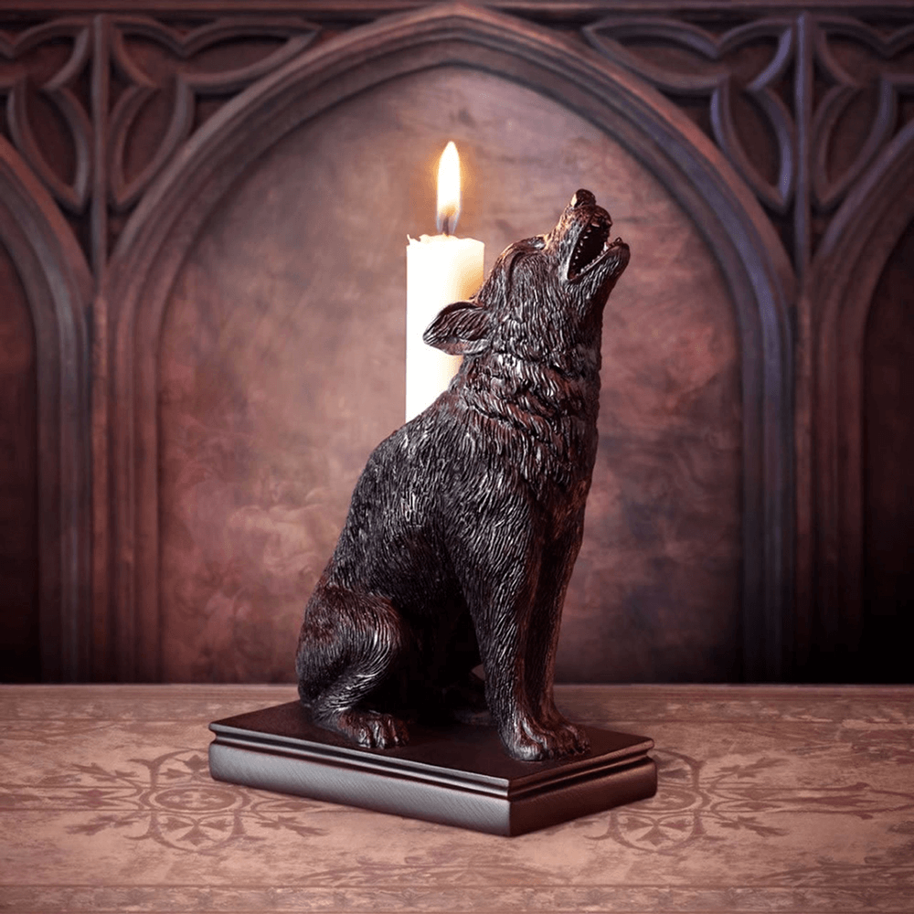 Ulula Noctis Wolf Candle Holder - Resin Wolf Howling Design