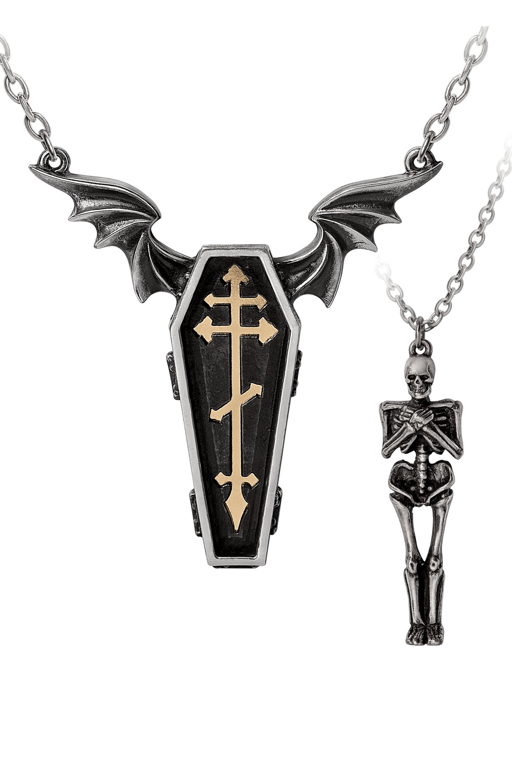 Undying Homage Skeleton and Coffin Couples Necklace