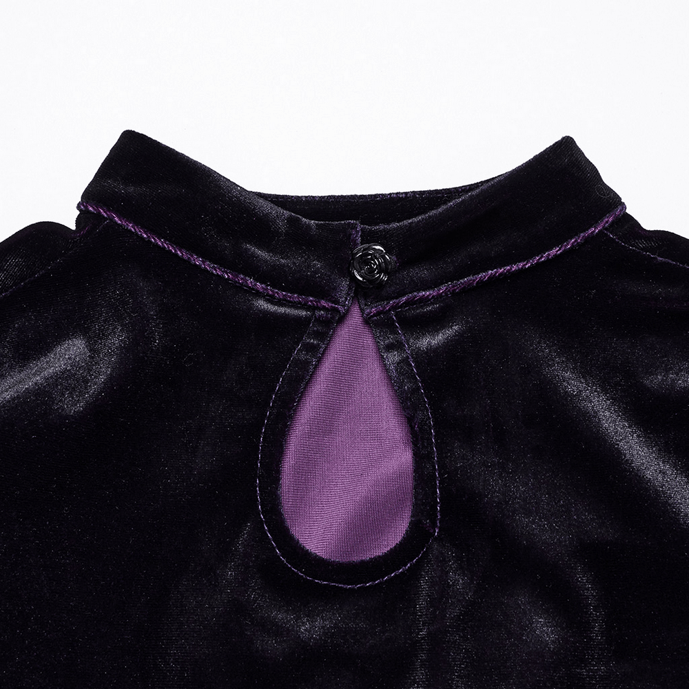 US SALE of Velvet Gothic Gradient Dress with Adjustable Drawstring