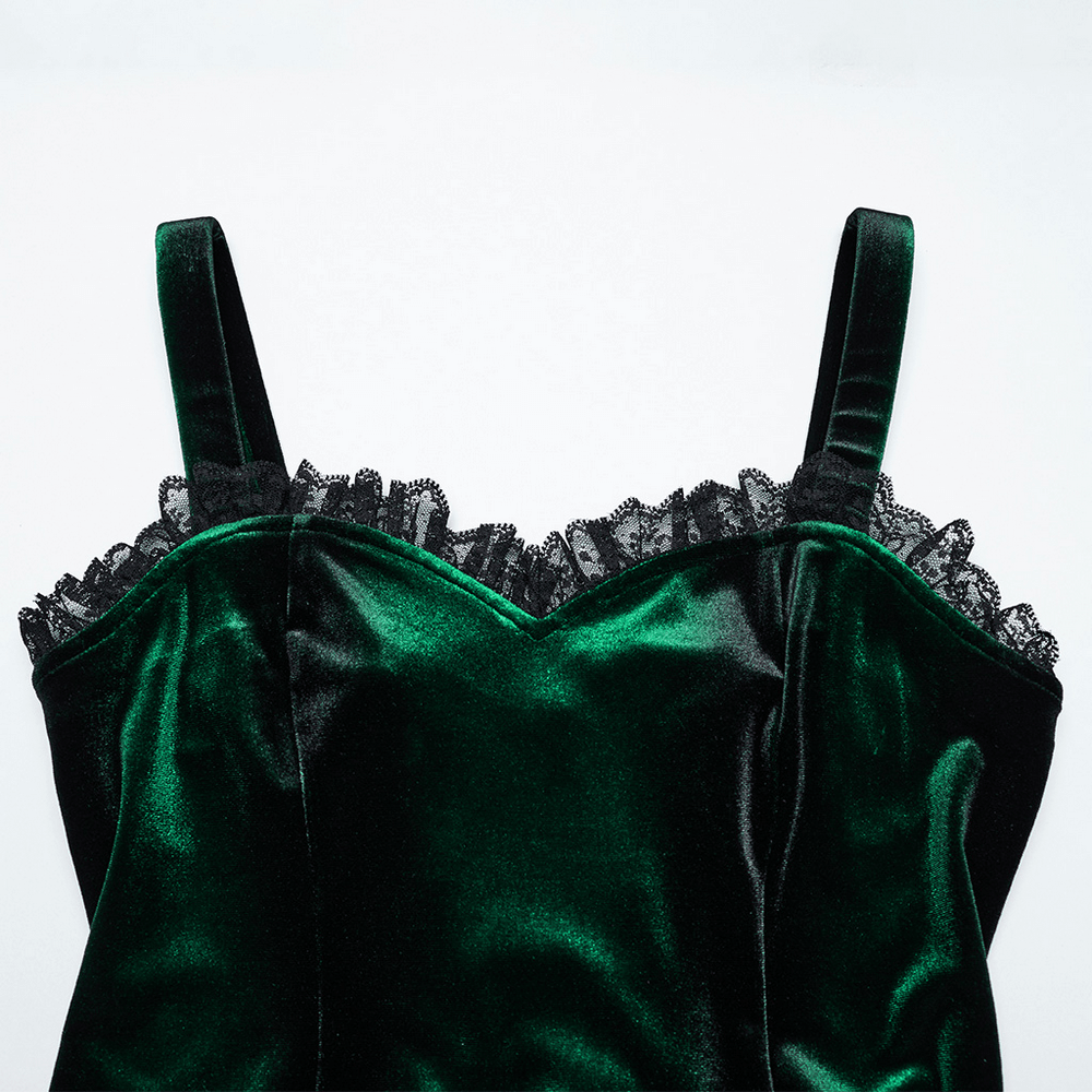 Velvet Gradient Printed Dress with Lace and Ruffle Details