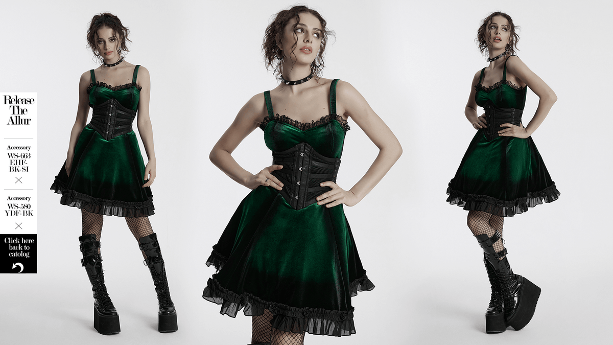 Velvet Gradient Printed Dress with Lace and Ruffle Details