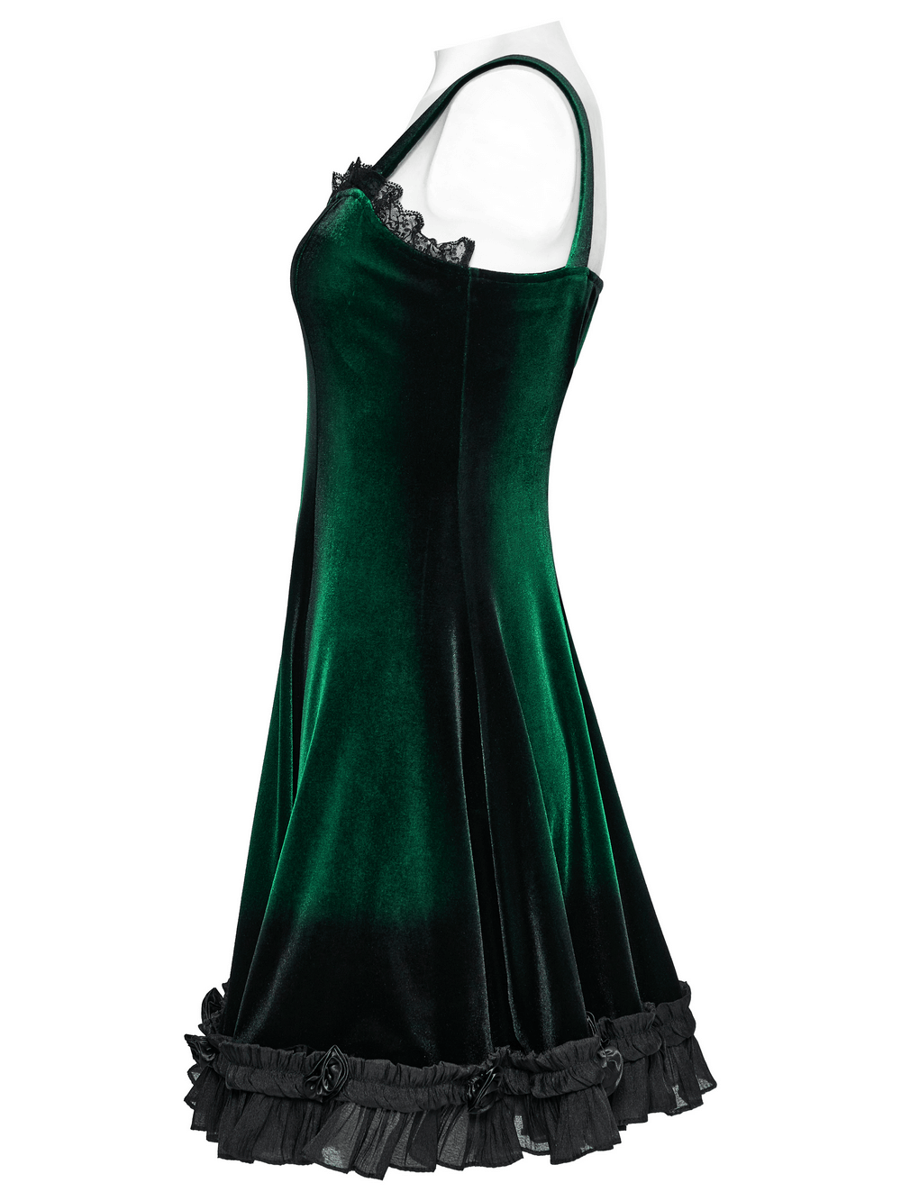 Velvet Gradient Printed Dress with Lace and Ruffle Details