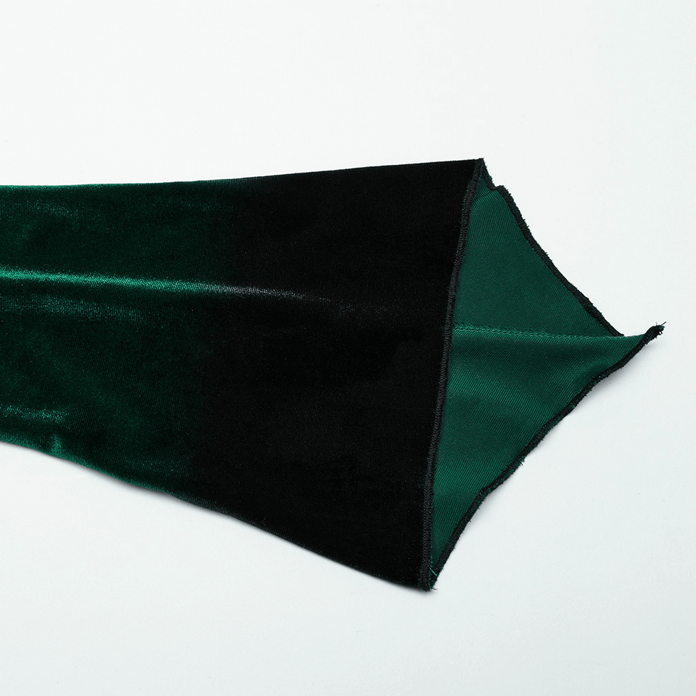Velvet Gradient Top with Metal Buckles and Square Collar