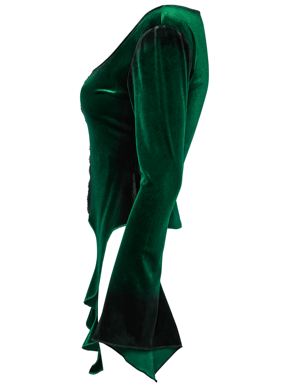 Velvet Gradient Top with Metal Buckles and Square Collar