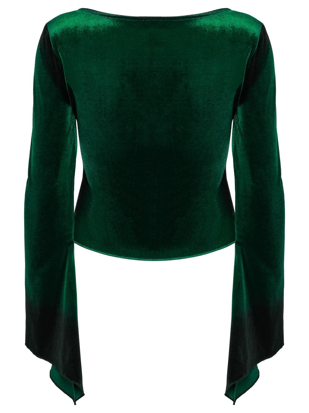 Velvet Gradient Top with Metal Buckles and Square Collar