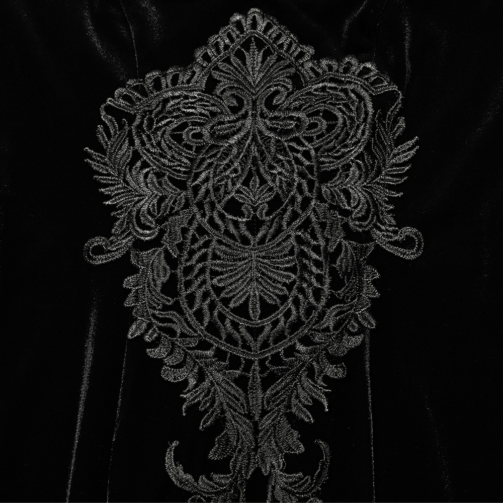 Velvet Lace Goth Dress with Decal and Split Sleeves