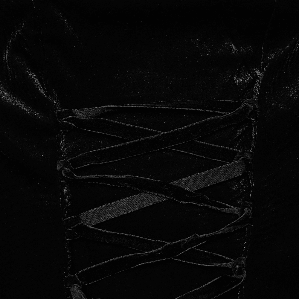 Velvet Lace Goth Dress with Decal and Split Sleeves